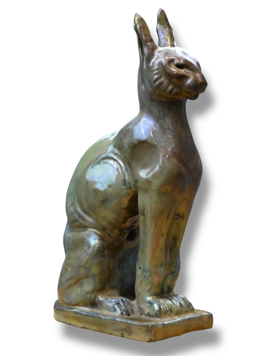 Umberto Mastroianni - Gatto in Ceramica Policroma - Italia Anni 20-photo-3